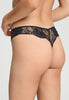 Back view of a women model wearing HA black microfibre Thong