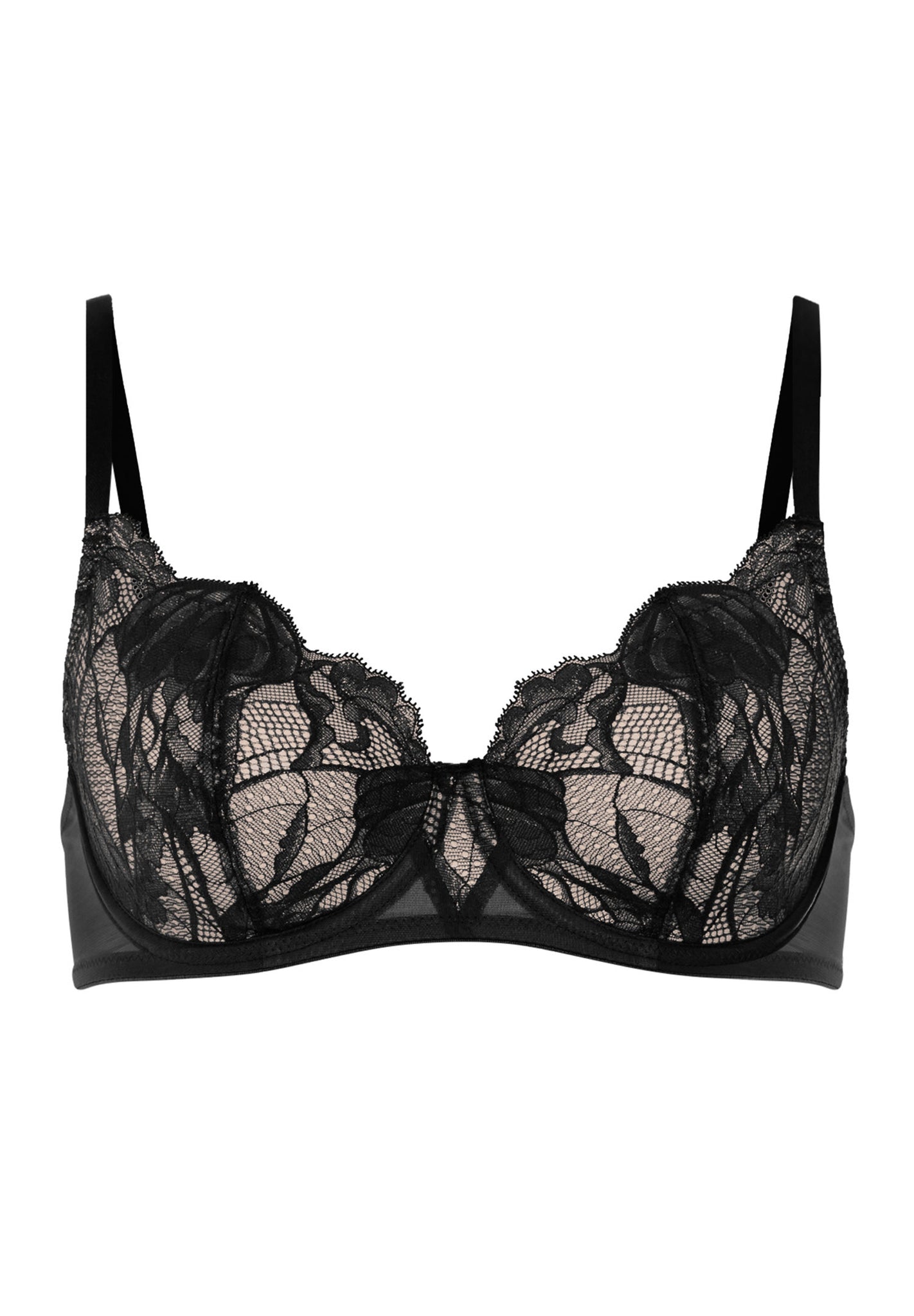 Front cutout view of HA black microfibre U/wire Bra