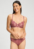 Front view of a women model wearing HA apple butter microfibre U/wire Bra