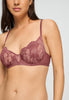 Close-up view of a women model wearing HA apple butter microfibre U/wire Bra