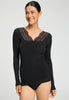 Front view of a women model wearing HA phantom wool L/SLV Shirt
