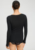 Back view of a women model wearing HA phantom wool L/SLV Shirt