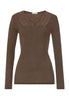 Front cutout view of HA natural teak wool L/SLV Shirt