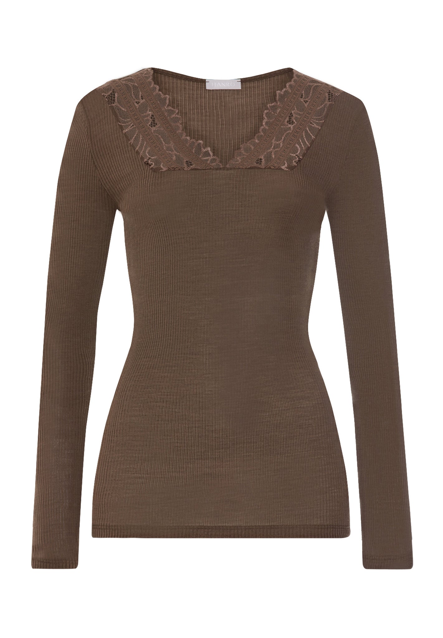 Front cutout view of HA natural teak wool L/SLV Shirt