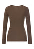 Back cutout view of HA natural teak wool L/SLV Shirt