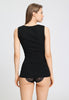 Back view of a women model wearing HA phantom wool Tank Top