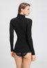Back view of a women model wearing HA phantom wool Turtle-Neck Shirt