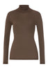Front cutout view of HA natural teak wool Turtle-Neck Shirt