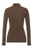 Back cutout view of HA natural teak wool Turtle-Neck Shirt