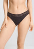 Front view of a women model wearing HA dark mocha cotton Mini Briefs