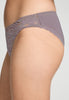 Close-up view of a women model wearing HA stormy rose microfibre Mini Briefs