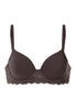 Front cutout view of HA dark mocha microfibre Padded Bra
