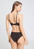 Back view of a women model wearing HA dark mocha microfibre Padded Bra