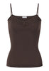 Front cutout view of HA dark mocha cotton Spaghetti Top
