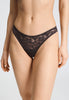 Front view of a women model wearing HA dark mocha microfibre Thong