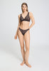 Full-body view of a women model wearing HA dark mocha microfibre Thong