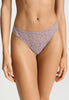 Front view of a women model wearing HA stormy rose microfibre Thong