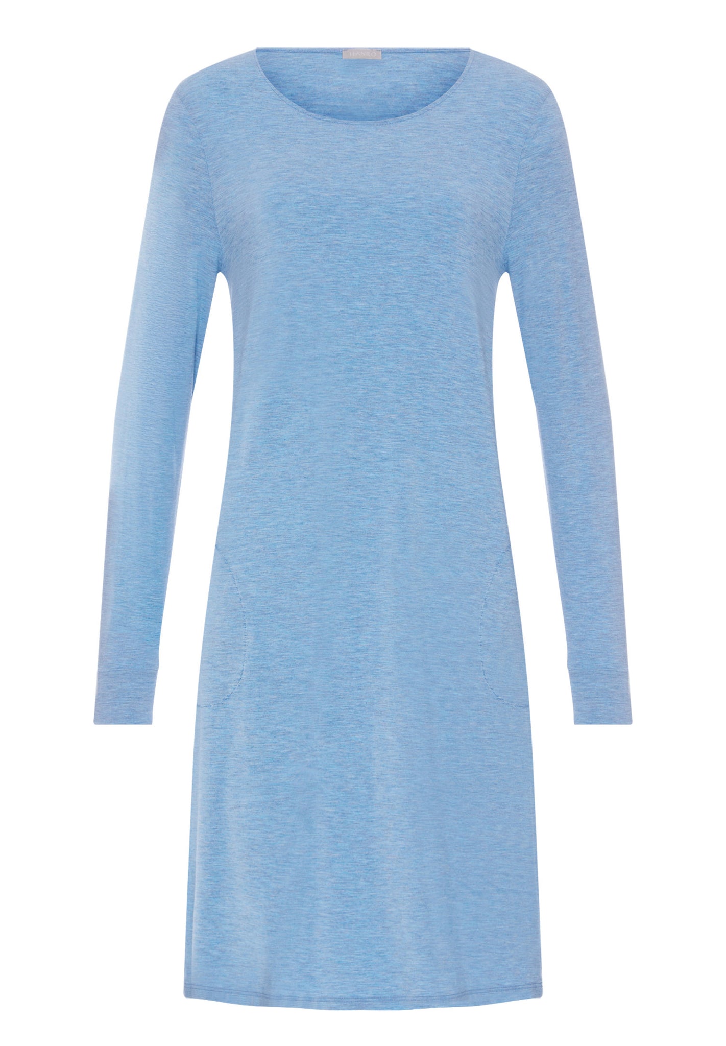Front cutout view of HA bluebird melange modal/viscose/tencel L/SLV Nightdress 100cm