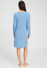 Back view of a women model wearing HA bluebird melange modal/viscose/tencel L/SLV Nightdress 100cm
