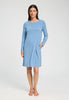 Full-body view of a women model wearing HA bluebird melange modal/viscose/tencel L/SLV Nightdress 100cm