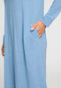 General view of a women model wearing HA bluebird melange modal/viscose/tencel L/SLV Nightdress 100cm
