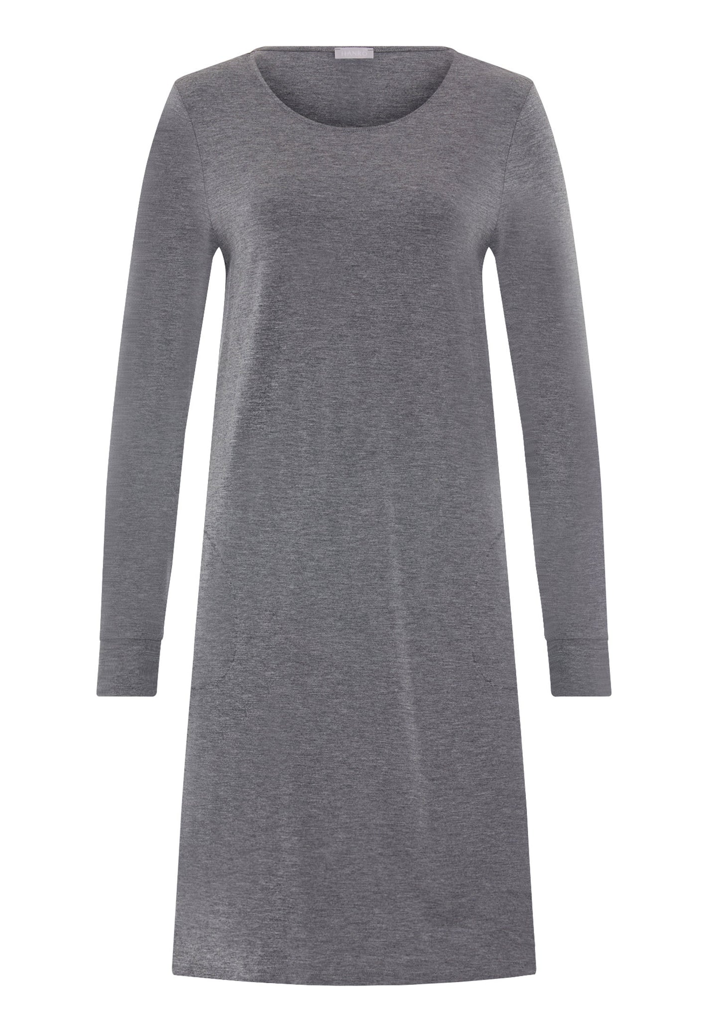 Front cutout view of HA stone melange modal/viscose/tencel L/SLV Nightdress 100cm