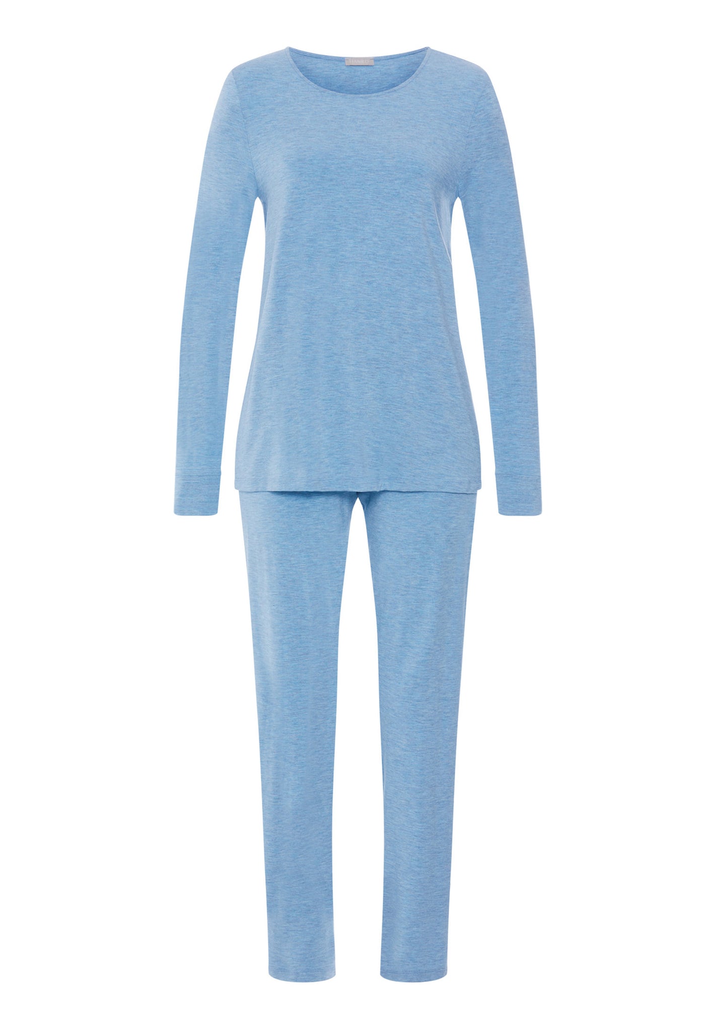 Front cutout view of HA bluebird melange modal/viscose/tencel L/SLV Pajama