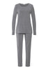 Front cutout view of HA stone melange modal/viscose/tencel L/SLV Pajama