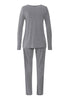 Back cutout view of HA stone melange modal/viscose/tencel L/SLV Pajama