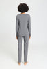 Back view of a women model wearing HA stone melange modal/viscose/tencel L/SLV Pajama