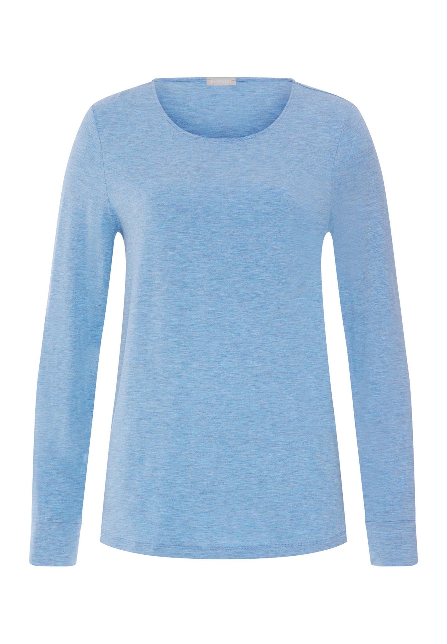 Front cutout view of HA bluebird melange modal/viscose/tencel L/SLV Shirt