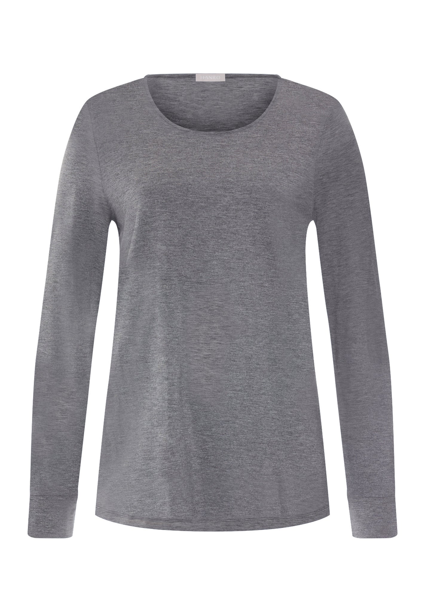 Front cutout view of HA stone melange modal/viscose/tencel L/SLV Shirt