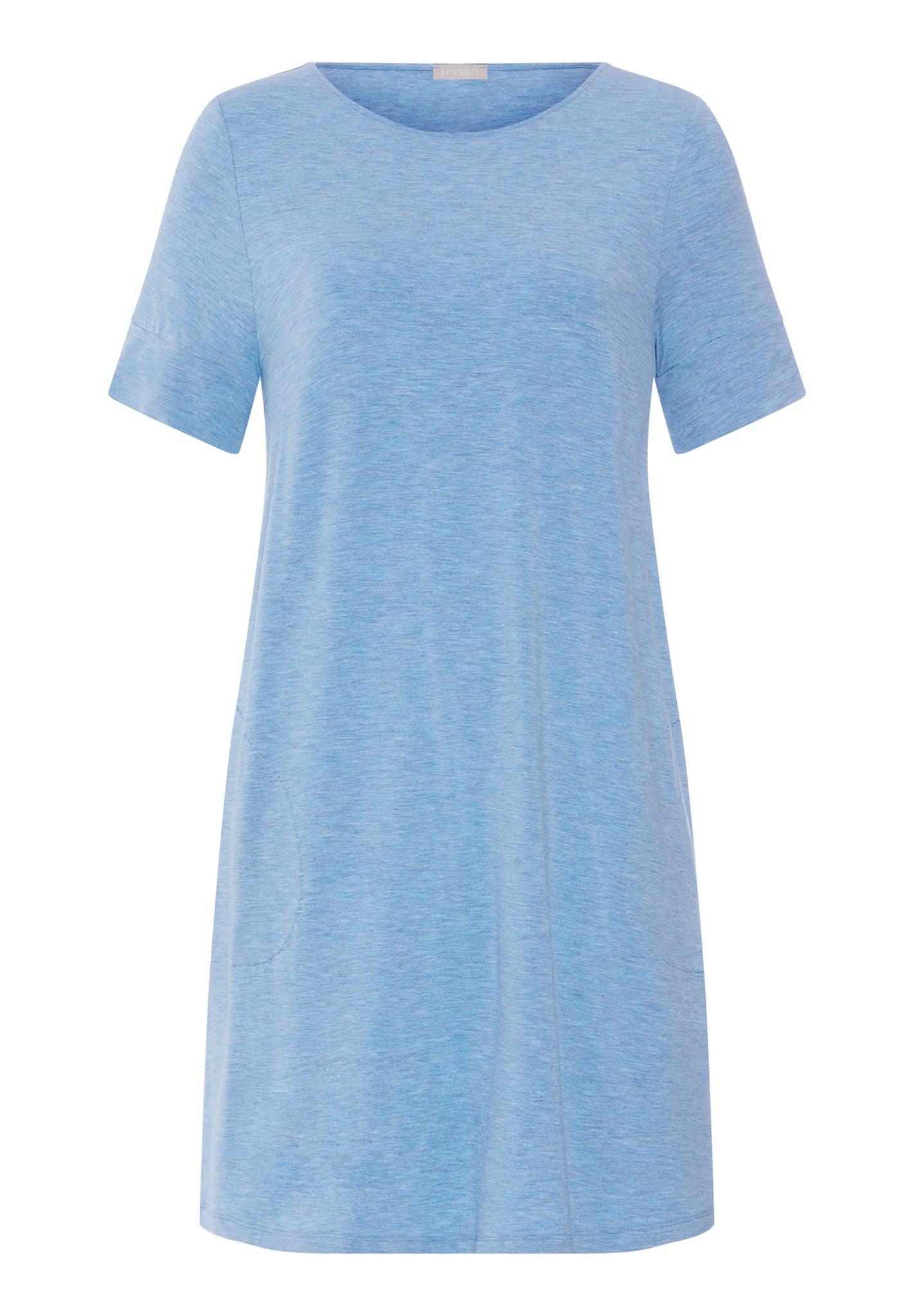 Front cutout view of HA bluebird melange modal/viscose/tencel S/SLV Nightdress 90cm