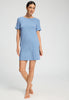 Front view of a women model wearing HA bluebird melange modal/viscose/tencel S/SLV Nightdress 90cm