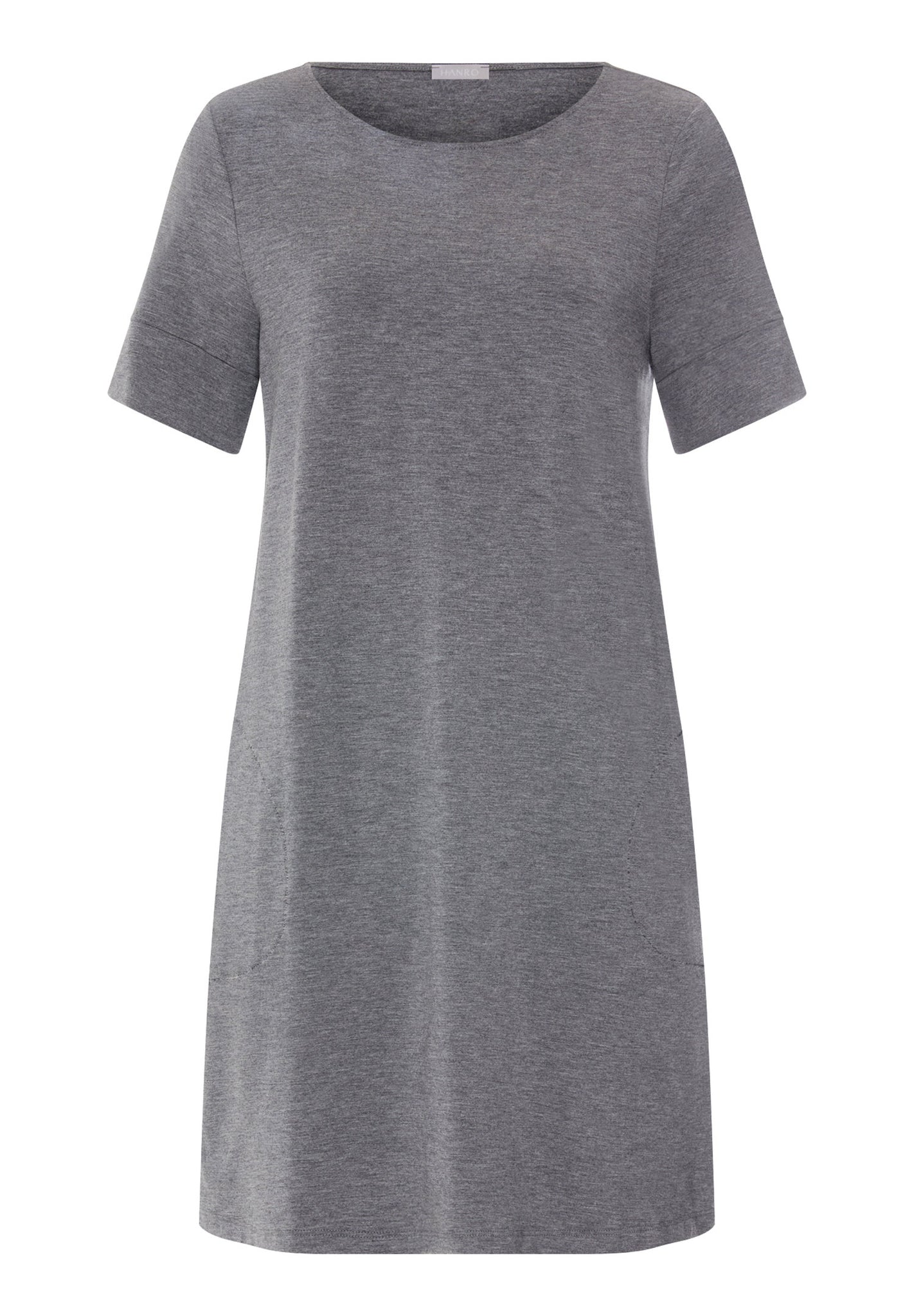 Front cutout view of HA stone melange modal/viscose/tencel S/SLV Nightdress 90cm
