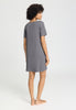 Back view of a women model wearing HA stone melange modal/viscose/tencel S/SLV Nightdress 90cm