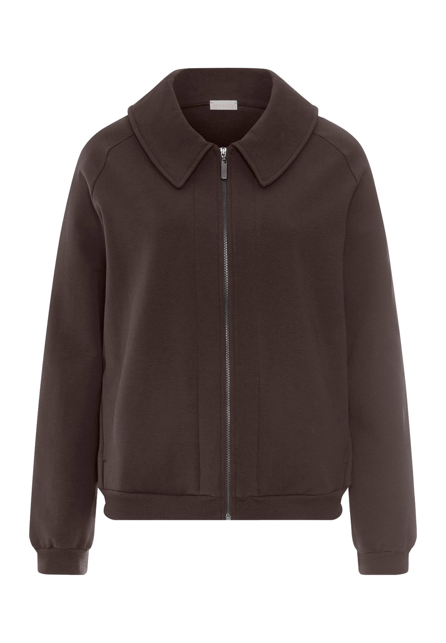 Front cutout view of HA dark mocha cotton Cardigan