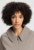 Close-up view of a women model wearing HA rose grey cotton Cardigan