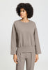 Front view of a women model wearing HA rose grey cotton Sweatshirt