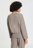 Back view of a women model wearing HA rose grey cotton Sweatshirt