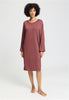 Front view of a women model wearing HA apple butter modal/viscose/tencel Dress