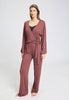 Full-body view of a women model wearing HA apple butter modal/viscose/tencel L/SLV Shirt