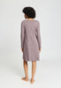 Back view of a women model wearing HA stormy rose cotton L/SLV Nightdress 100cm