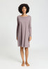 Full-body view of a women model wearing HA stormy rose cotton L/SLV Nightdress 100cm