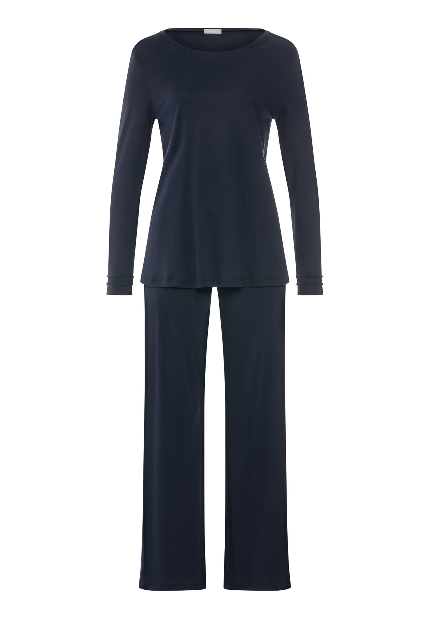 Front cutout view of HA deep navy cotton L/SLV Pajama