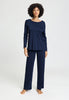 Front view of a women model wearing HA deep navy cotton L/SLV Pajama