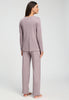 Back view of a women model wearing HA stormy rose cotton L/SLV Pajama