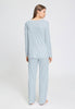Back view of a women model wearing HA pastel sky cotton L/SLV Pajama