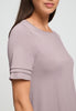 Close-up view of a women model wearing HA stormy rose cotton S/SLV Nightdress 95cm
