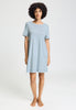 Front view of a women model wearing HA pastel sky cotton S/SLV Nightdress 95cm